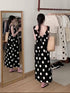 Polka Dot Sleeveless Long Side Slit Casual Dress